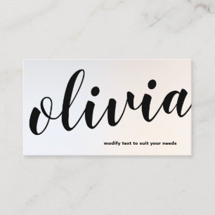 Modern Silver Bold Script Calligraphy Buss Visitkort