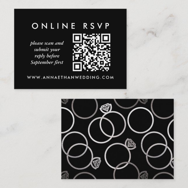 Modern Silver Bröllop-Online QR-OSA Tilläggskort (Fram/baksida)