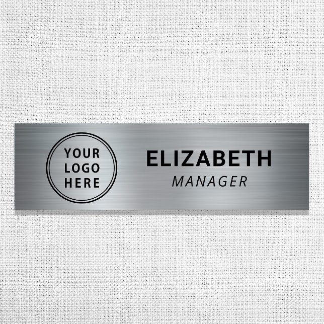 Modern Silver Business Logotyp Namnbricka (Versatile and multi-purpose: our logo name tag is suitable for a wide range of professional settings)