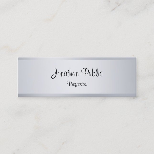 Modern Silver Calligraphy Script Elegant Template Mini Visitkort (Framsida)