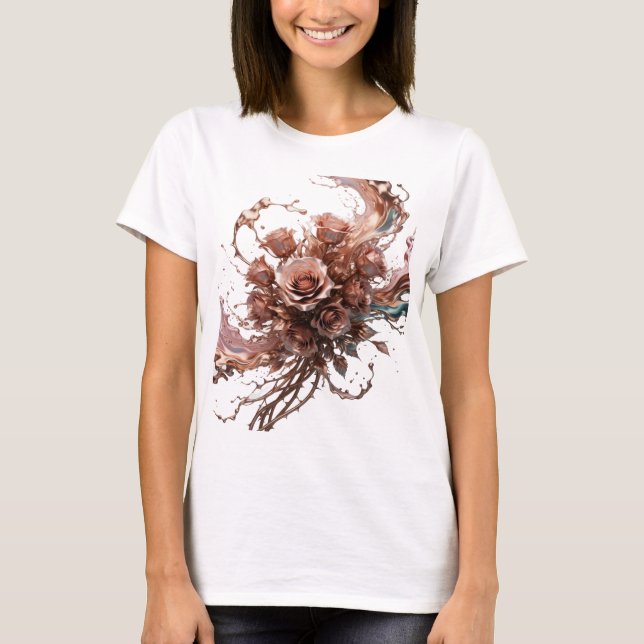 Modern Silver CHOKLADROSOR Anpassad Tee (Framsida)