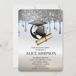 Modern Silver Cute Chic - minimalistisk Studenten Inbjudningar