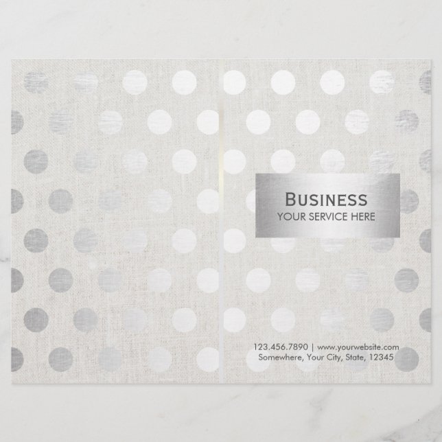 Modern Silver Dots Classy Linen Bi-Fold Brochures (Framsida)