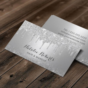 Modern Silver Dricks Makeup Artist Hair Salon Visitkort