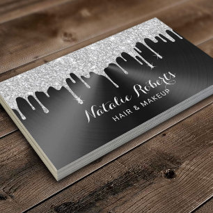 Modern Silver Drives Black Metall Makeup Artist Ha Visitkort