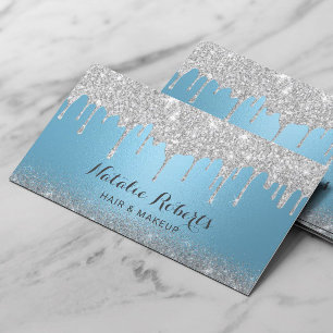 Modern Silver Drives Blue Makeup Artist Hair Salon Visitkort