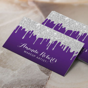 Modern Silver Drives Elegant Lila Salon Spa Visitkort