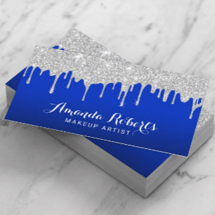 Modern Silver Drives Elegant Royal Blue Salon Spa Visitkort