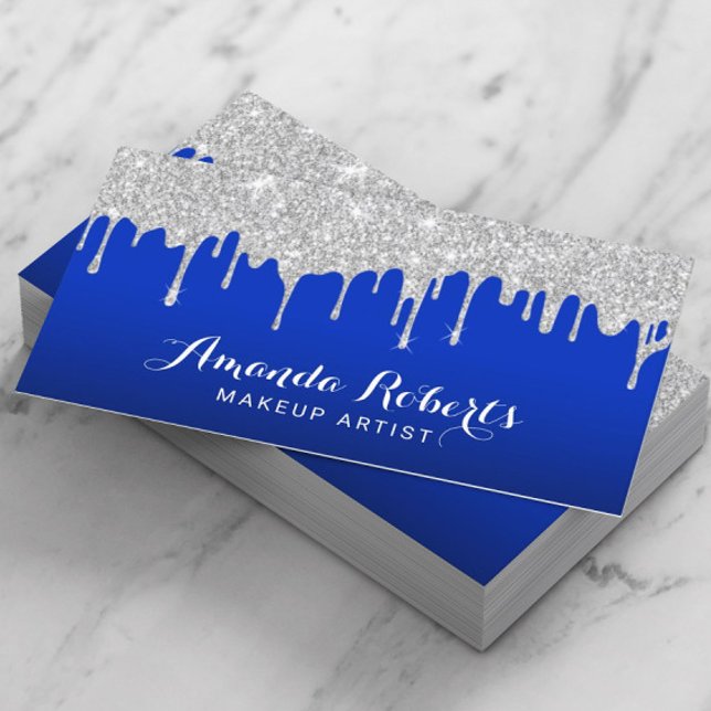 Modern Silver Drives Elegant Royal Blue Salon Spa Visitkort (Skapare uppladdad)