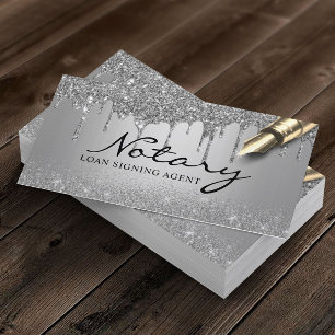 Modern Silver-drivrutiner Notary Loan Signing Agen Visitkort