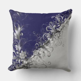 Modern Silver Embellished Grey Blue Throw Pillow Kudde