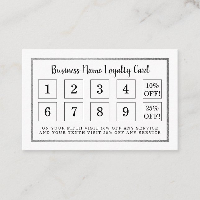 Modern Silver Foil - Loyalty Card Lojalitetskort (Framsida)
