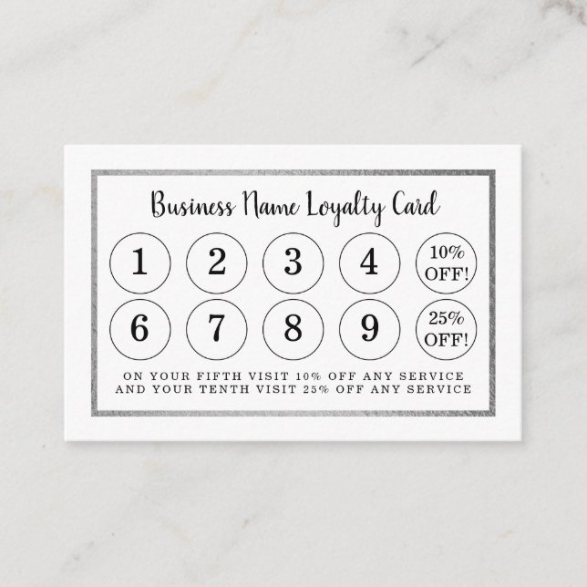 Modern Silver Foil - Loyalty Card Lojalitetskort (Framsida)