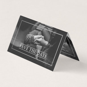 Modern Silver Foil Photo Save Date Card Visitkort