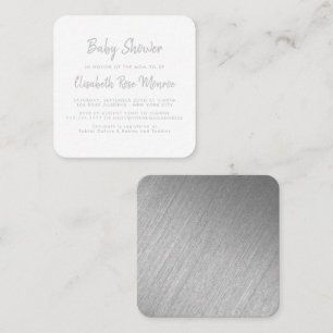 Modern Silver Foil & Script Baby Shower Biljett