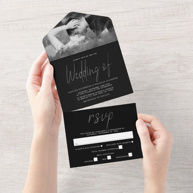 Modern Silver Foil Script Bröllop (Avrivbar del)
