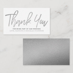Modern Silver Foil Script Bröllop Tack Tilläggskort
