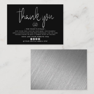 Modern Silver Foil Script Business Tack Tilläggskort