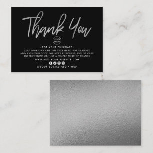 Modern Silver Foil Script Business Tack Tilläggskort