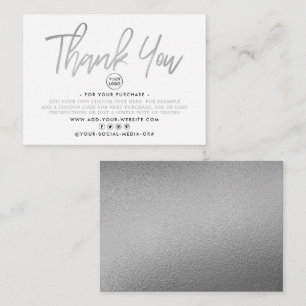 Modern Silver Foil Script Business Tack Tilläggskort