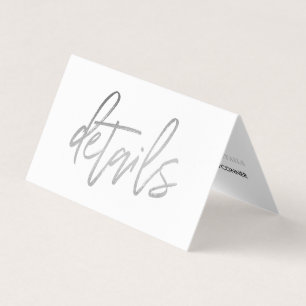 Modern Silver Foil Script med Photo Detail Card Visitkort