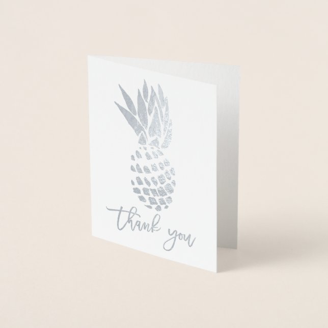 Modern silver-folie tack vare typografin ananas folierat kort (Framsida)