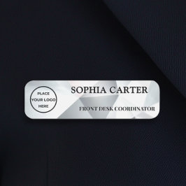 Modern Silver Geometric Name Badge Custom Namnbricka