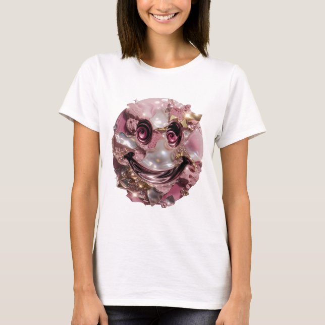 Modern Silver GLAD ANSIKTE Modern Design T Shirt (Framsida)