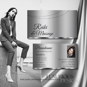 Modern Silver Glamora med Photo Professionell Visitkort
