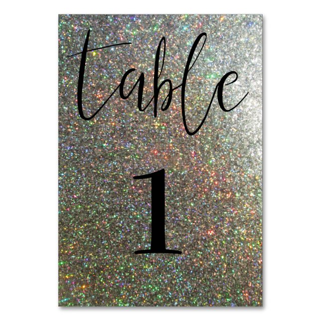 Modern Silver Glitter Bord-kort Bordsnummer (Framsidan)