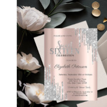 Modern Silver Glitter Drips Ro Guld Sweet 16