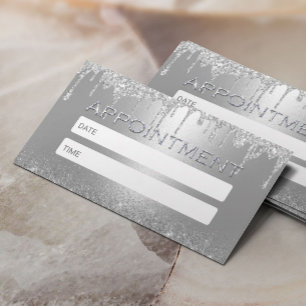 Modern Silver Glitter Drives Salon Spa Möte Tidsbeställning Kort