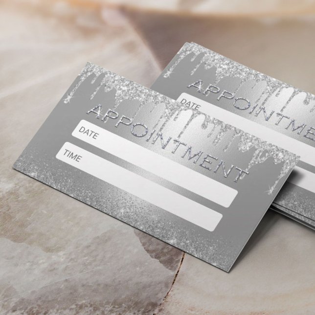 Modern Silver Glitter Drives Salon Spa Möte Tidsbeställning Kort (Skapare uppladdad)