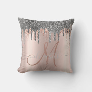 Modern Silver Glitter-drivrutiner Ro Guld Monogram Kudde