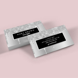 Modern silver glitter droppar hårstylist visitkort