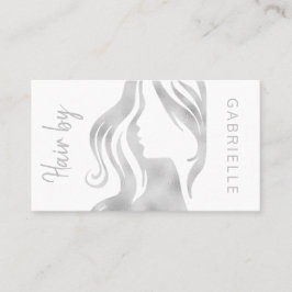 Modern silver glitter grått och vit hårstylist visitkort