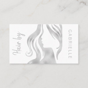 Modern silver glitter grått och vit hårstylist visitkort