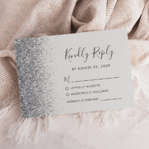 Modern Silver Glitter Kant Blek Grått OSA Kort