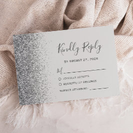 Modern Silver Glitter Kant Ljusgrå OSA Kort