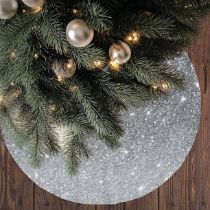 Modern Silver Glitter-miniatyrdiagram Julgransmatta Borstad Polyester