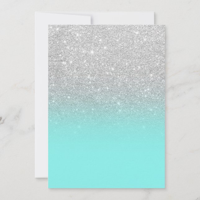 Modern silver glitter ombre teal-oceanen (Baksida)