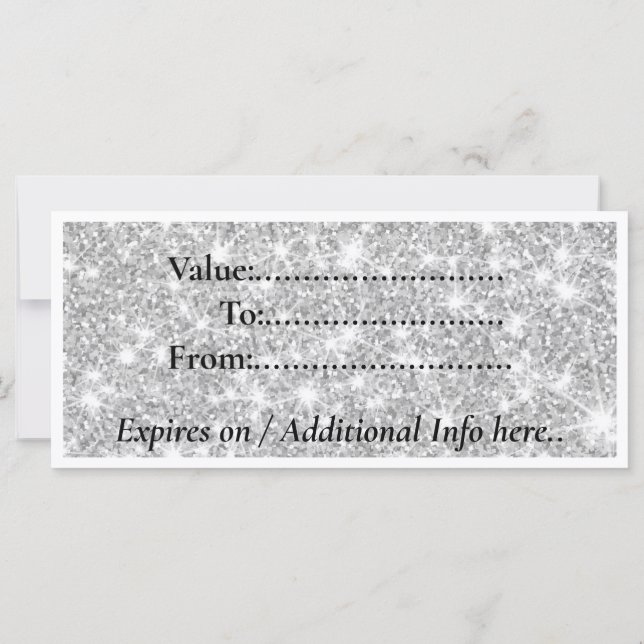 Modern Silver Glitter Salon Gift Note Card (Baksida)