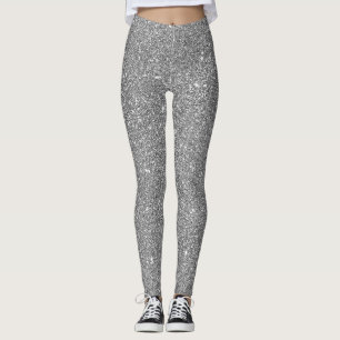 Modern Silver Glitter Sparkly-Snyggt Leggings
