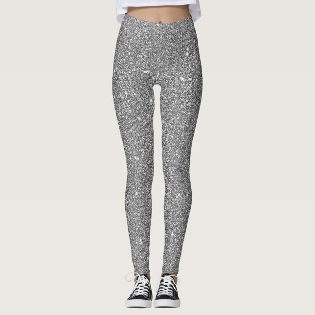 Modern Silver Glitter Sparkly-Snyggt Leggings (Framsida)