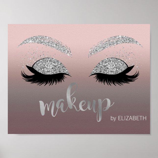 Modern Silver Glittery Lash , Makeup-artist Poster (Framsidan)