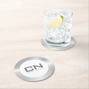 Modern silver gräns i vitt underlägg papper rund