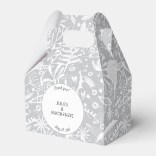 Modern Silver Grått Graphic-Blommigt botaniska Presentaskar