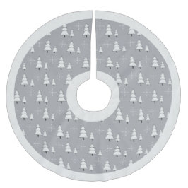 Modern silver grått Julgranar och snöflingor Julgransmatta Borstad Polyester