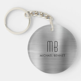 Modern Silver Grått Monogrammed