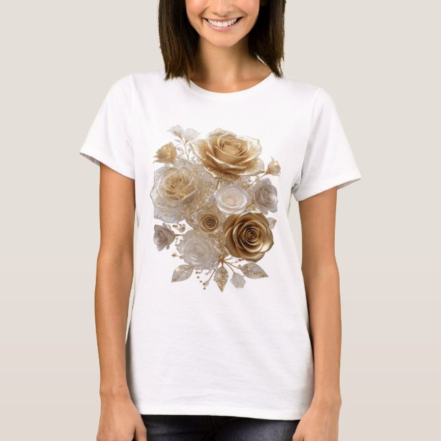 Modern Silver GULLROSA Tröjd Design T Shirt (Framsida)